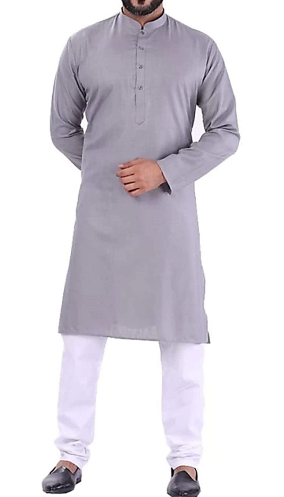 Grey Shirt White Pants Men Indian Straight Cotton Readymade Kurta Pajama  for Men | eBay